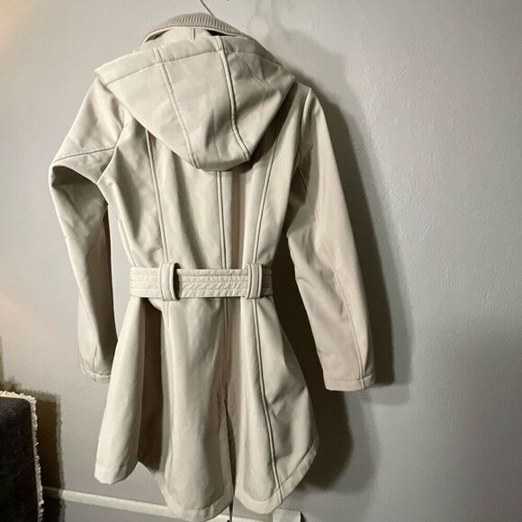 Steve Madden Womens Belted Full Zip Up Fleece Trench Rain Coat Beige Medium NWOT - Picture 5 of 6